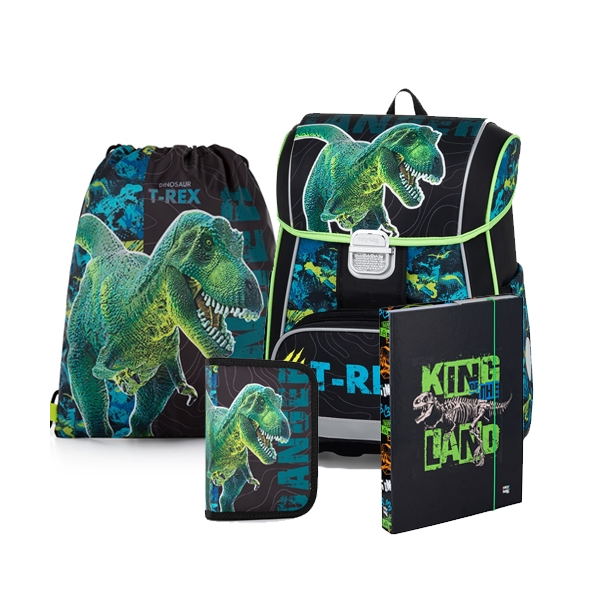Dinosaurier-Dino-T-REX-Ranzen-Schulranzen-Rucksack-Set -Heftbox